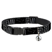 Cat Collar Breakaway - Zodiac GEMINI Constellation Black White Breakaway Cat Collars Buckle-Down