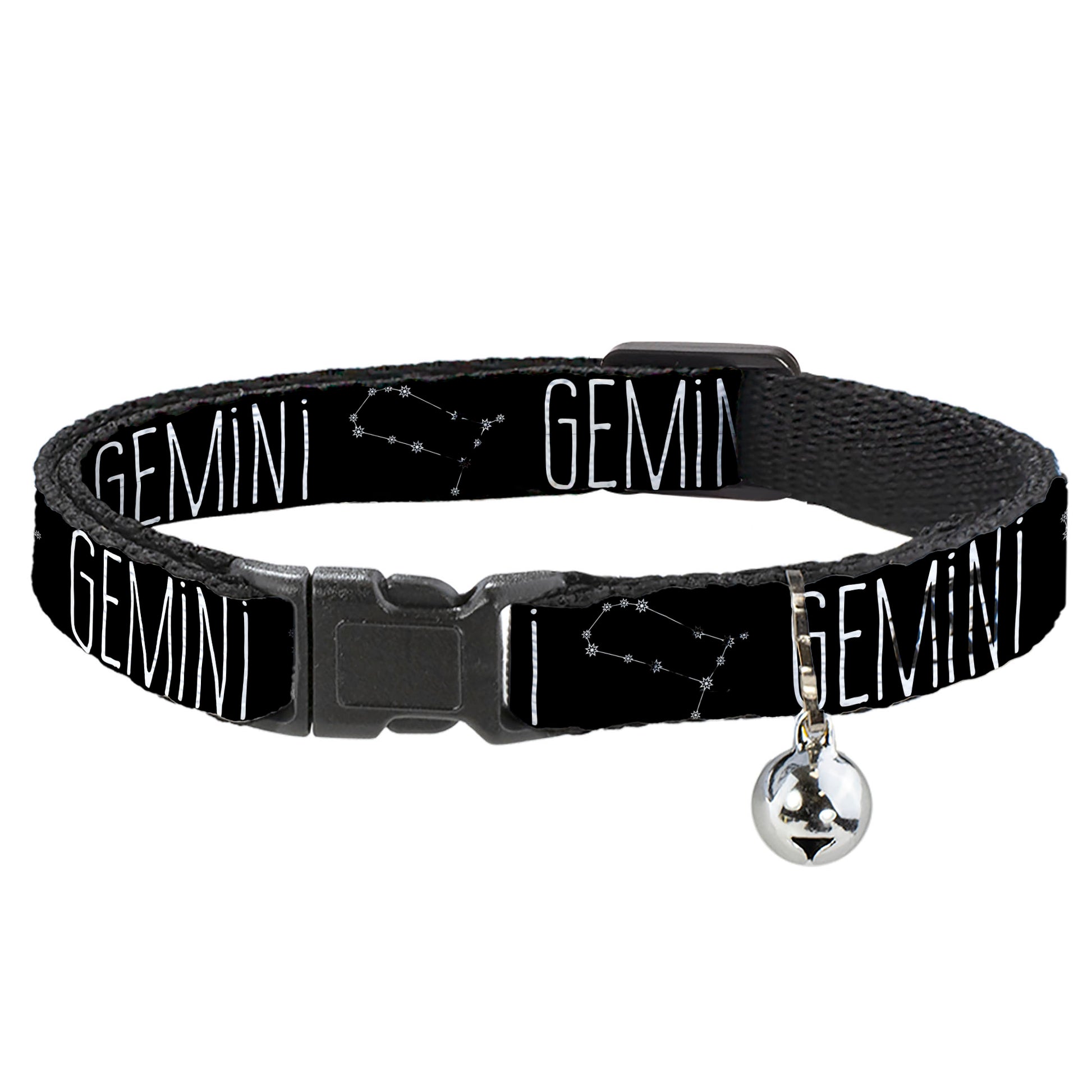 Cat Collar Breakaway - Zodiac GEMINI Constellation Black White Breakaway Cat Collars Buckle-Down