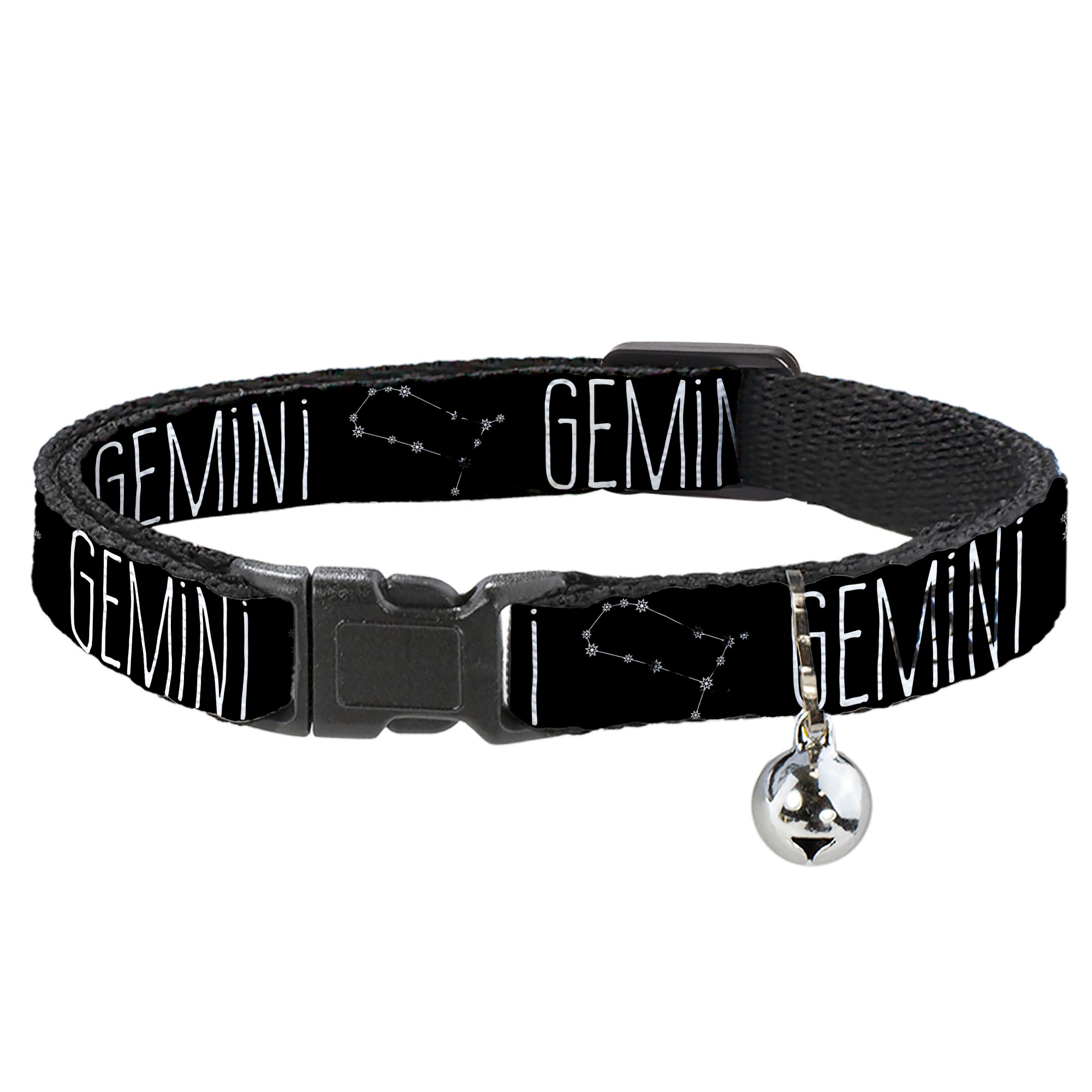 Cat Collar Breakaway - Zodiac GEMINI Constellation Black White Breakaway Cat Collars Buckle-Down