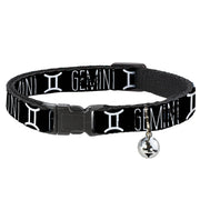 Cat Collar Breakaway - Zodiac GEMINI Symbol Black White Breakaway Cat Collars Buckle-Down
