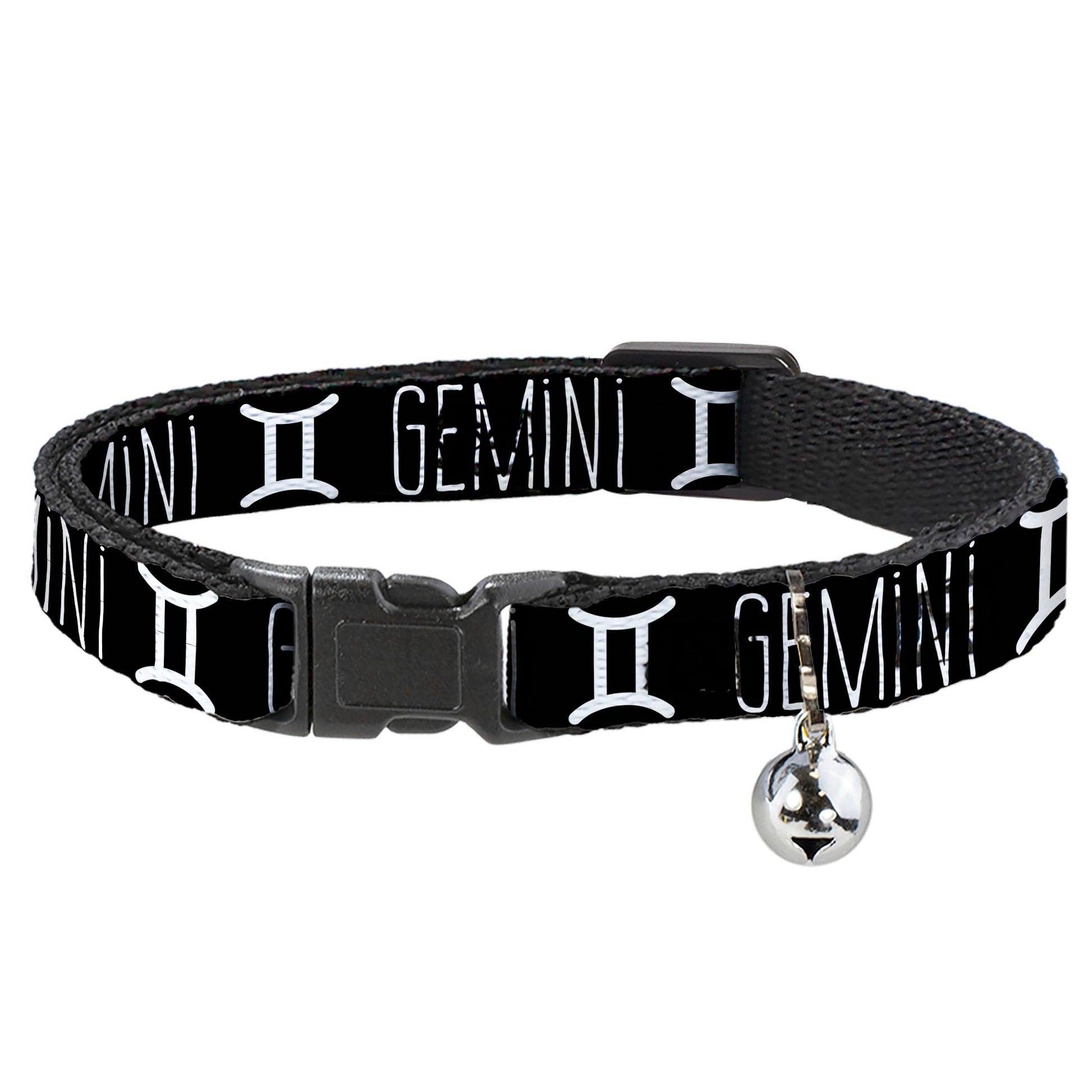 Cat Collar Breakaway - Zodiac GEMINI Symbol Black White Breakaway Cat Collars Buckle-Down
