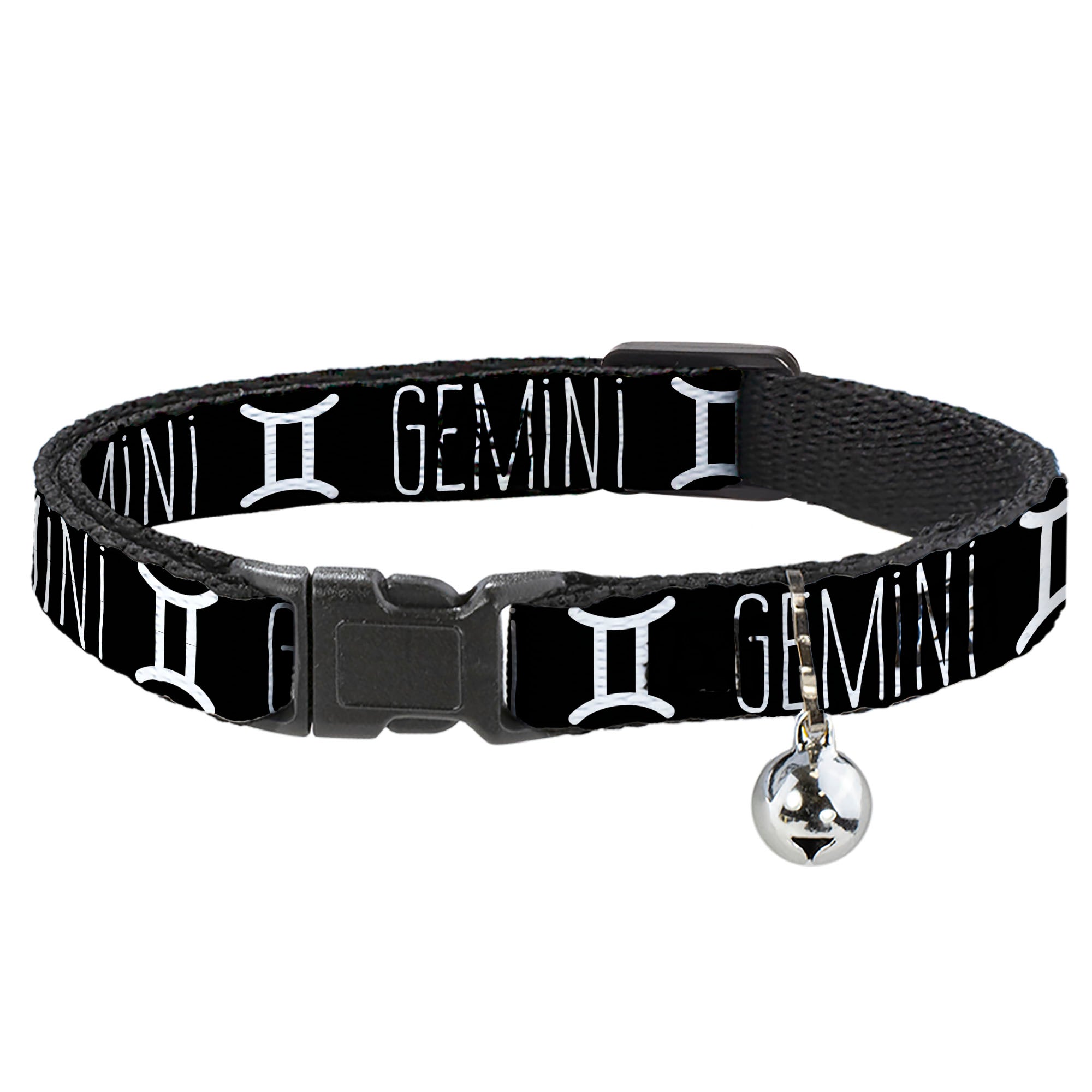 Cat Collar Breakaway - Zodiac GEMINI Symbol Black White Breakaway Cat Collars Buckle-Down