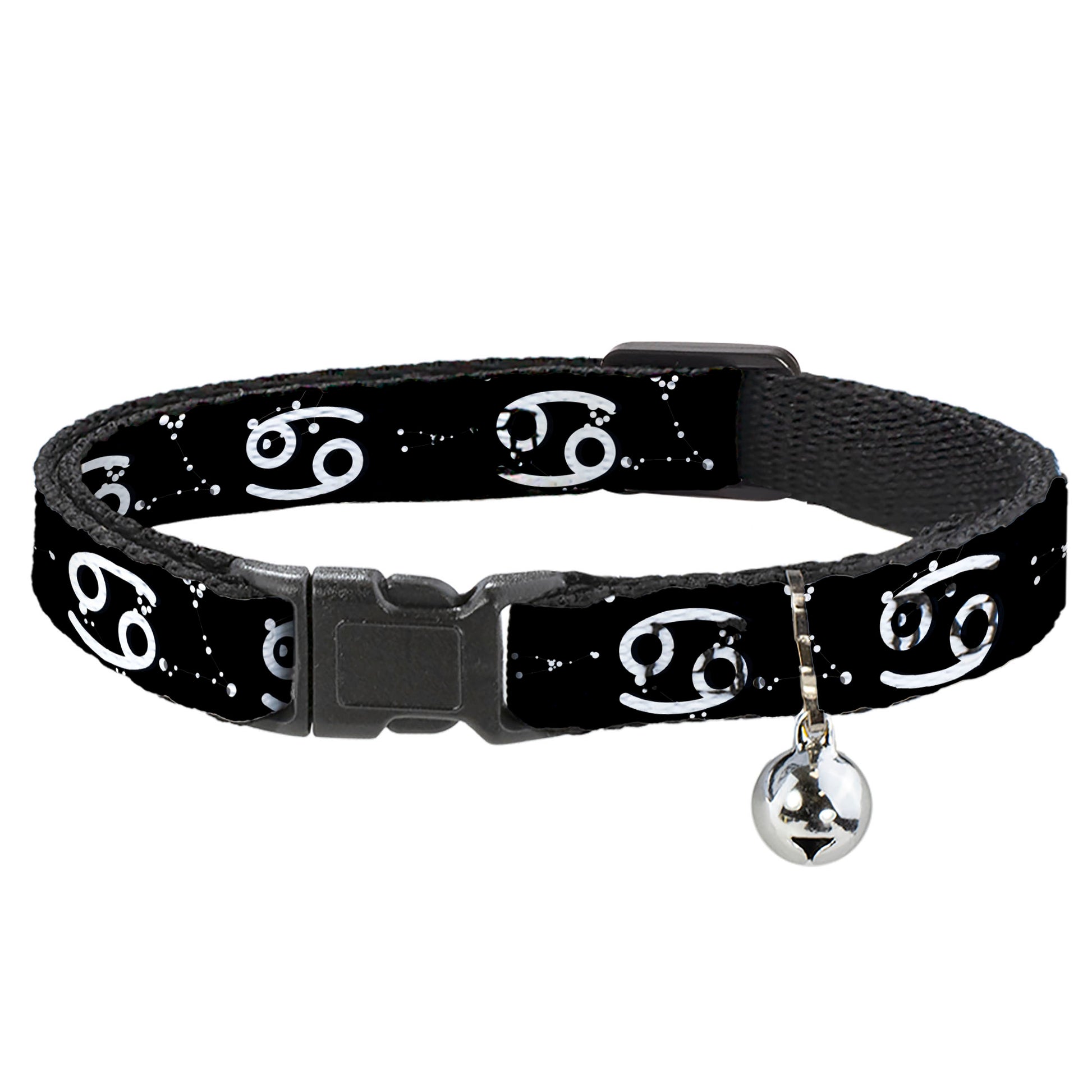 Cat Collar Breakaway - Zodiac Cancer Symbol Constellations Black White Breakaway Cat Collars Buckle-Down