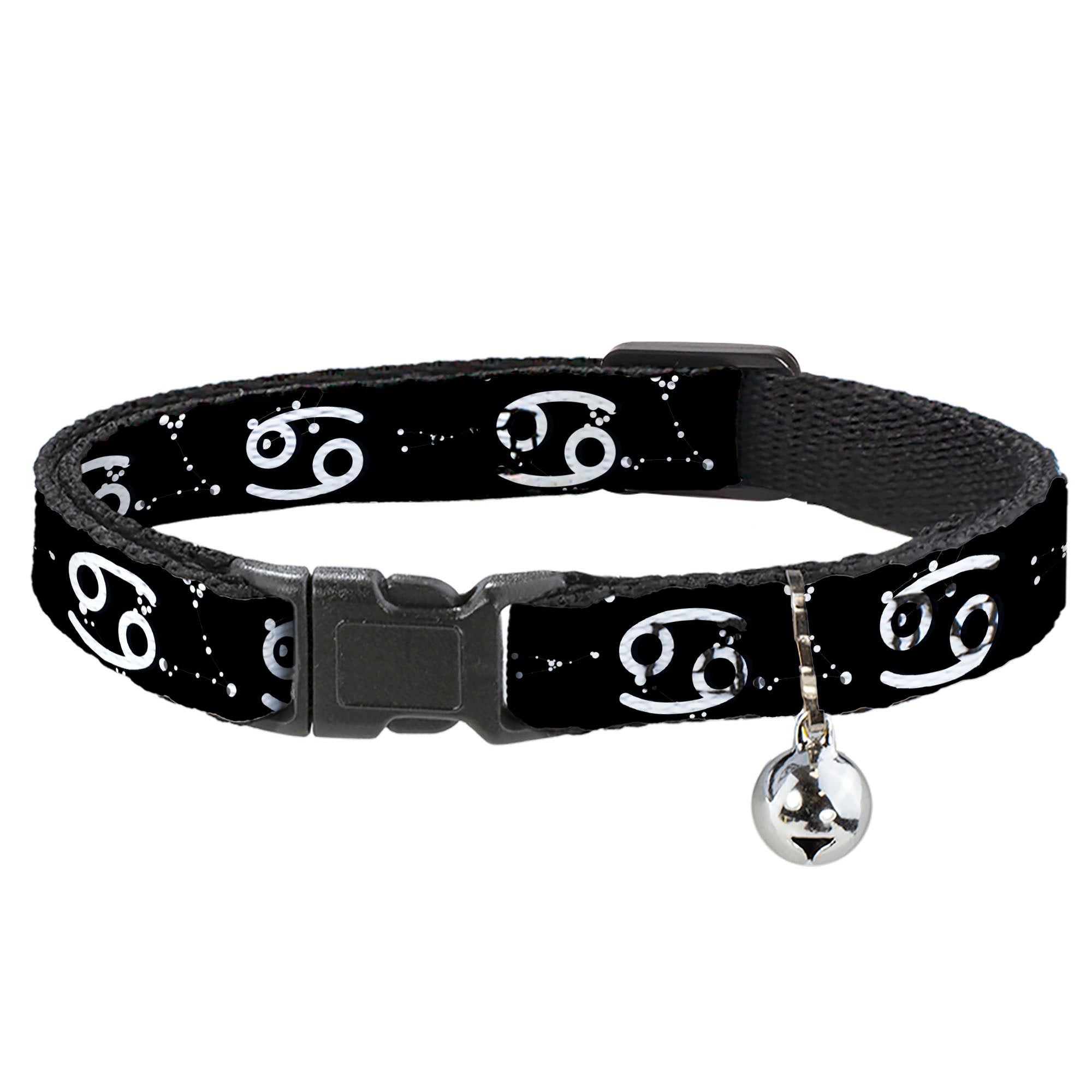 Cat Collar Breakaway - Zodiac Cancer Symbol Constellations Black White Breakaway Cat Collars Buckle-Down