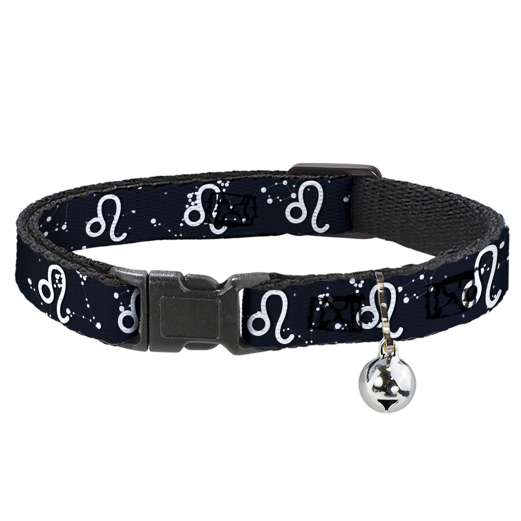 Cat Collar Breakaway - Zodiac Leo Symbol Constellations Black White Breakaway Cat Collars Buckle-Down