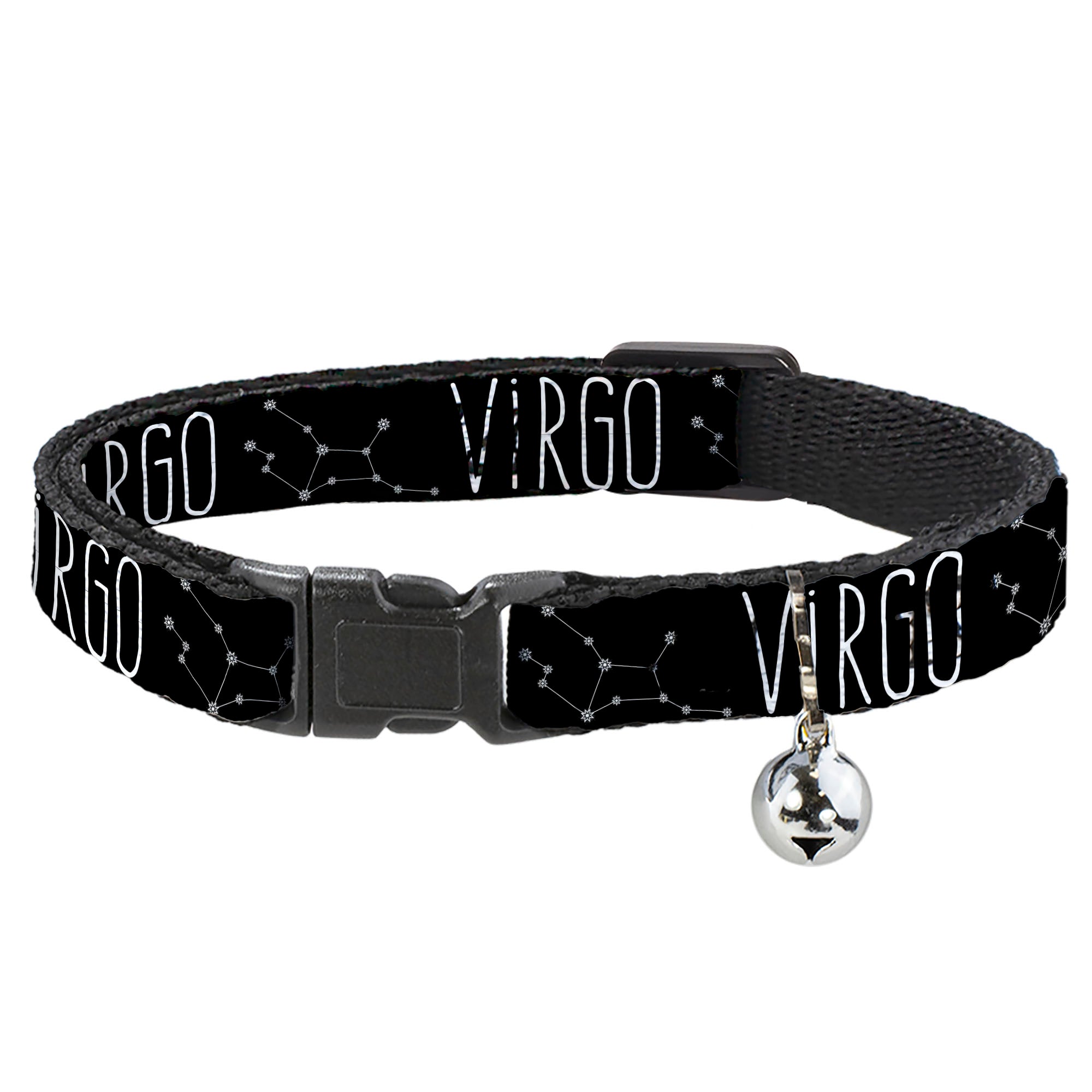 Cat Collar Breakaway - Zodiac VIRGO Constellation Black White Breakaway Cat Collars Buckle-Down