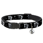 Cat Collar Breakaway - Zodiac Virgo Symbol Constellations Black White Breakaway Cat Collars Buckle-Down