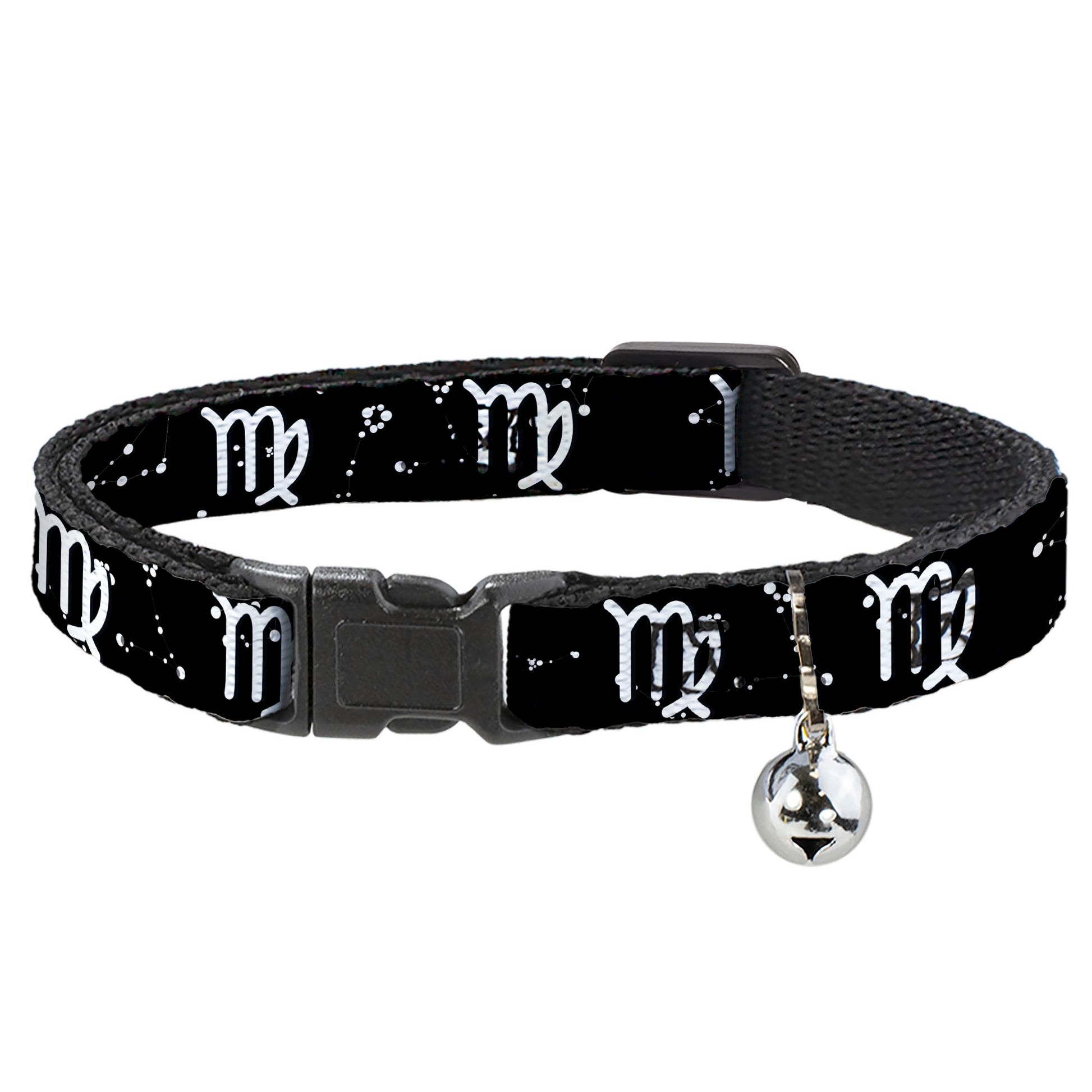 Cat Collar Breakaway - Zodiac Virgo Symbol Constellations Black White Breakaway Cat Collars Buckle-Down