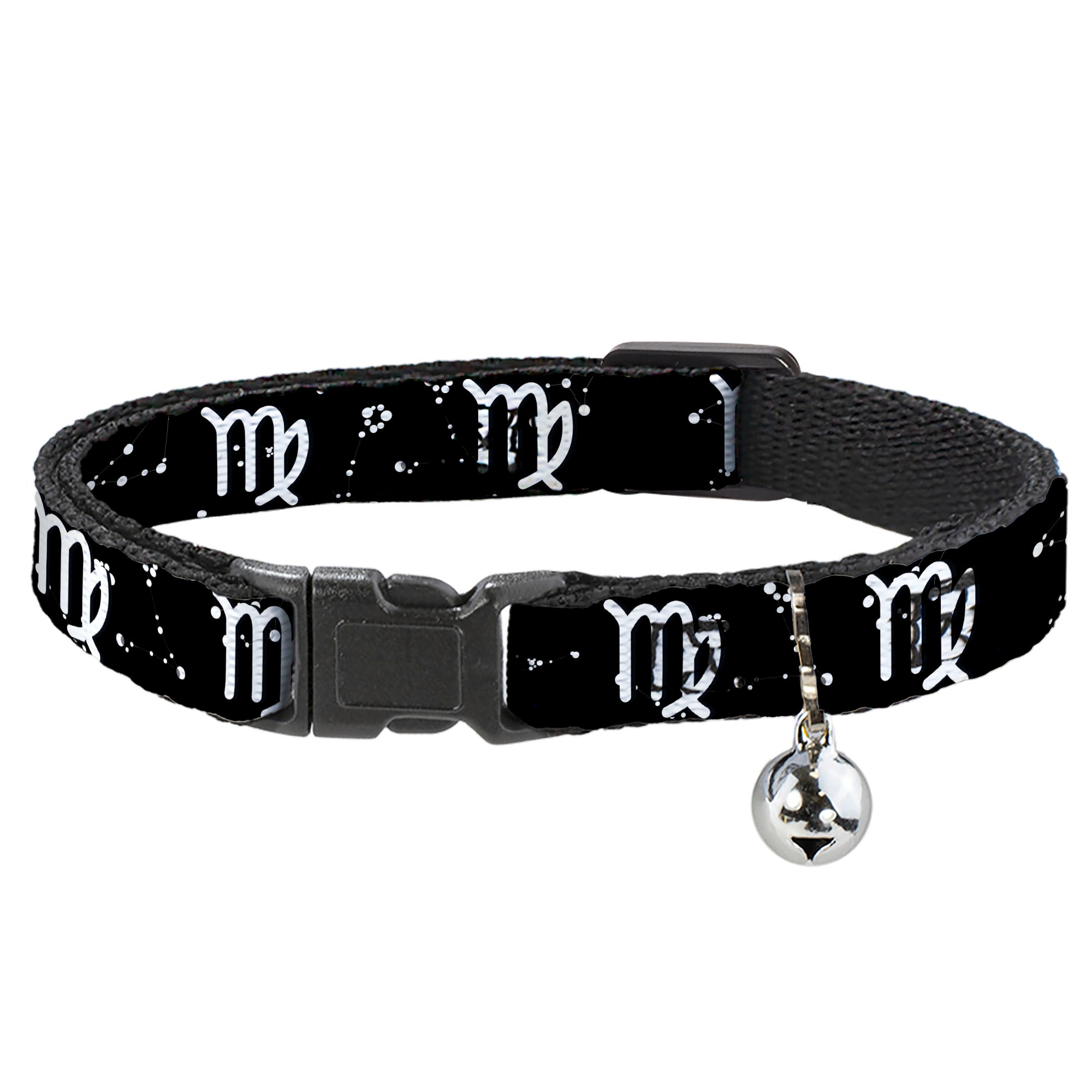 Cat Collar Breakaway - Zodiac Virgo Symbol Constellations Black White Breakaway Cat Collars Buckle-Down
