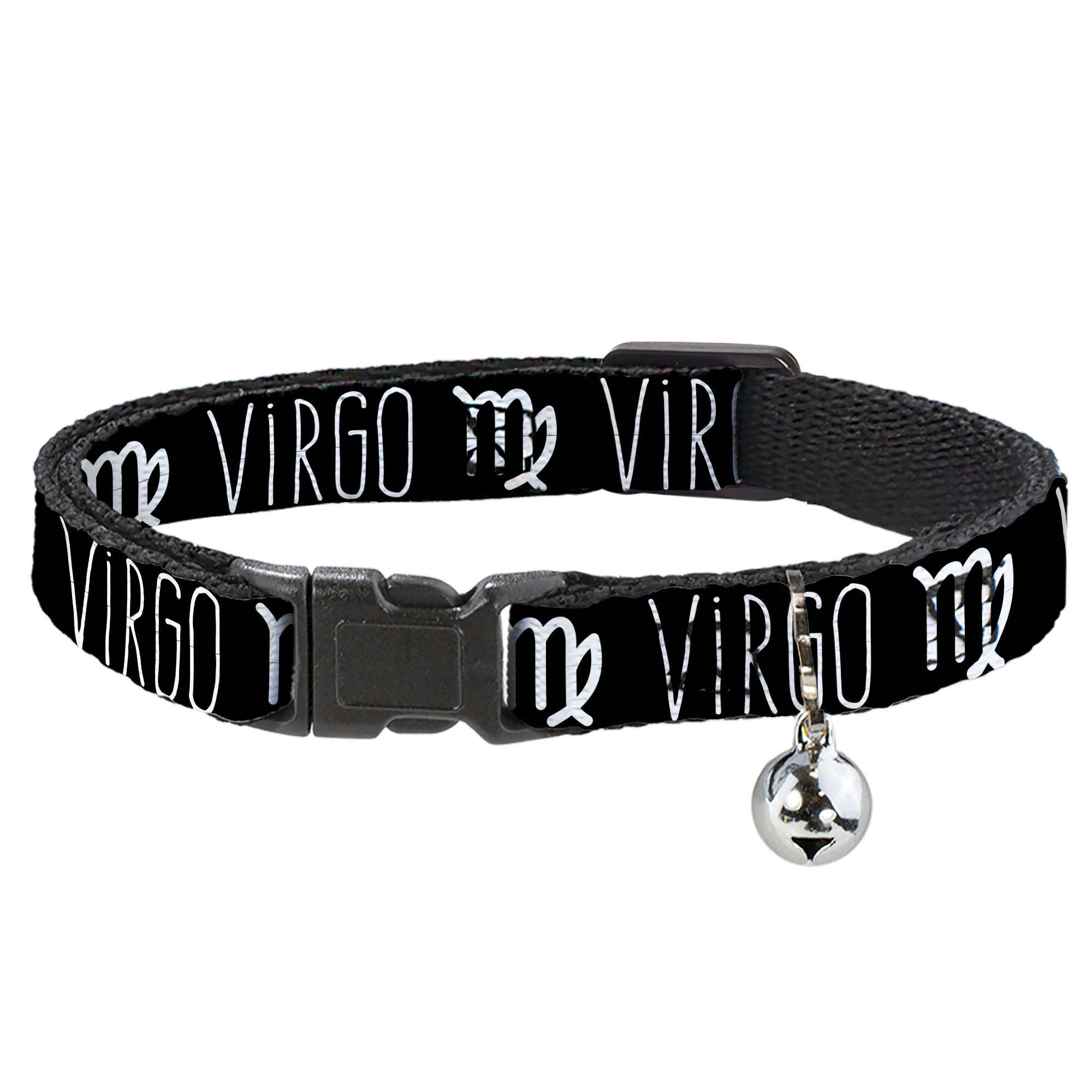 Cat Collar Breakaway - Zodiac VIRGO Symbol Black White Breakaway Cat Collars Buckle-Down