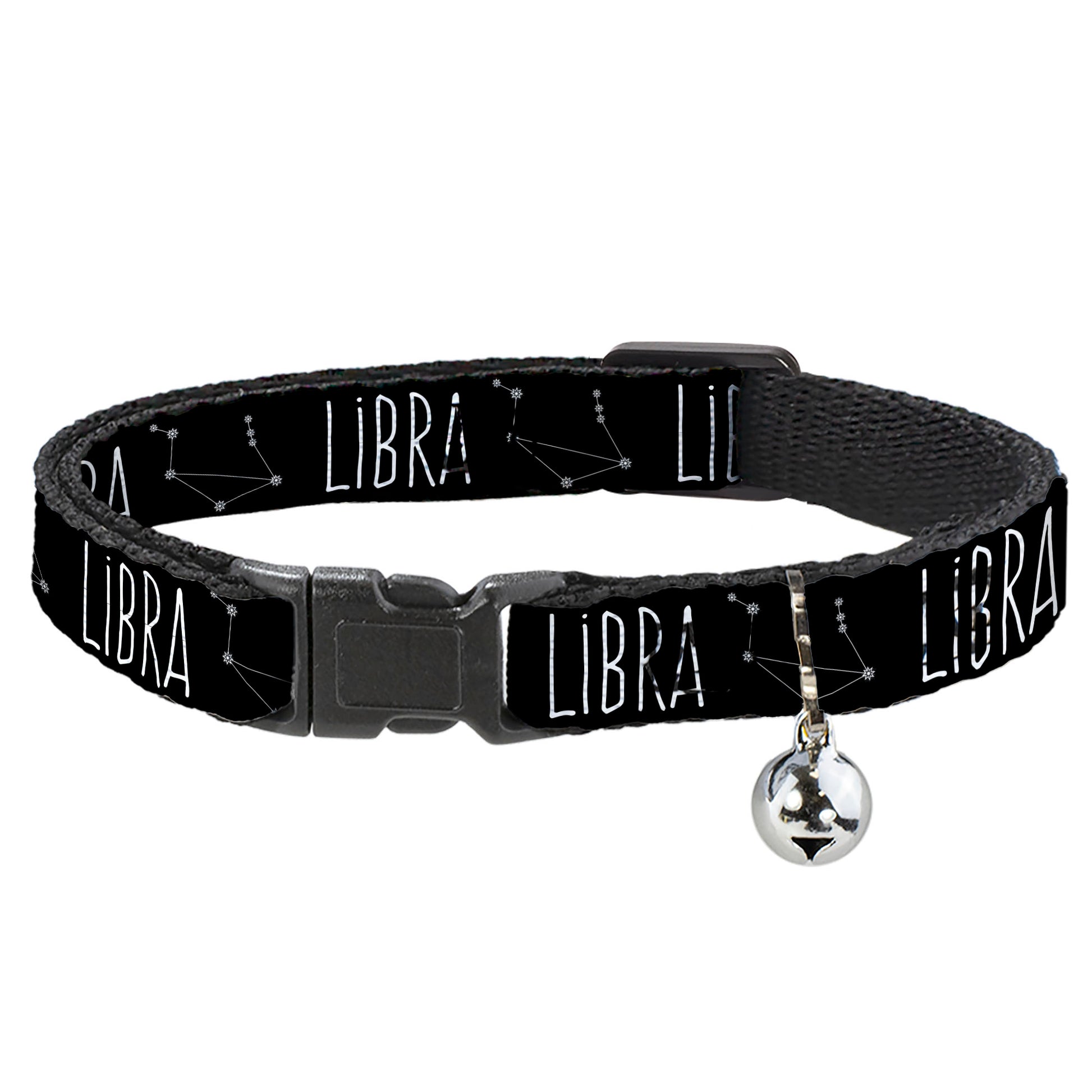 Cat Collar Breakaway - Zodiac LIBRA Constellation Black White Breakaway Cat Collars Buckle-Down