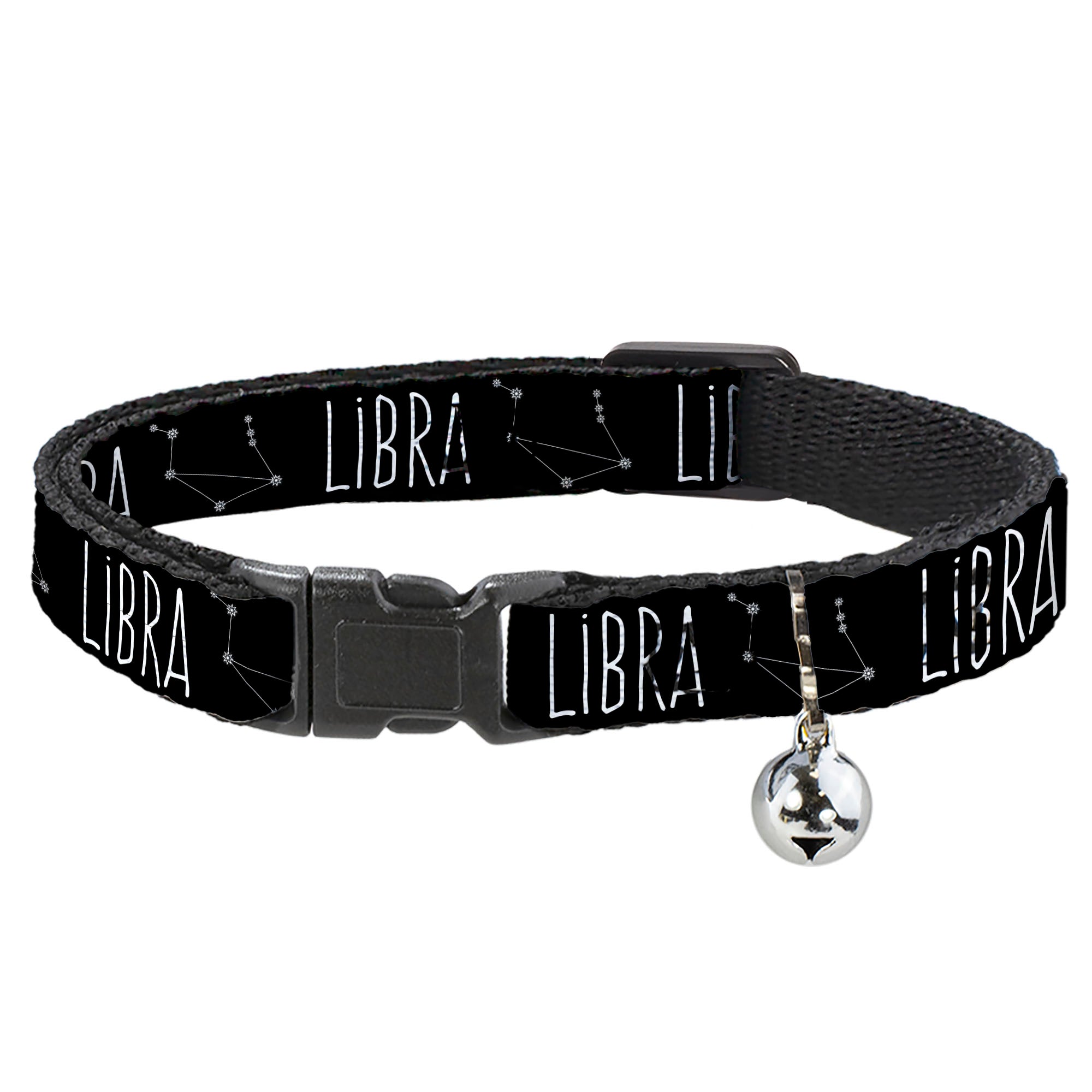 Cat Collar Breakaway - Zodiac LIBRA Constellation Black White Breakaway Cat Collars Buckle-Down