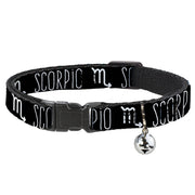 Cat Collar Breakaway - Zodiac SCORPIO Symbol Black White Breakaway Cat Collars Buckle-Down