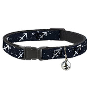 Cat Collar Breakaway with Bell - Zodiac Sagittarius Symbol Constellations Black White Breakaway Cat Collars Buckle-Down