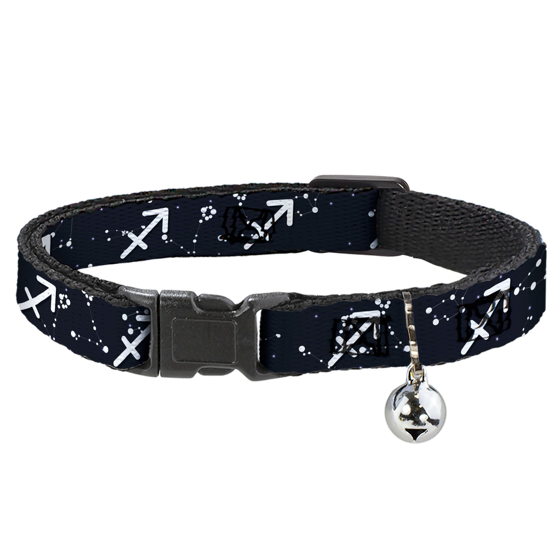 Cat Collar Breakaway with Bell - Zodiac Sagittarius Symbol Constellations Black White Breakaway Cat Collars Buckle-Down