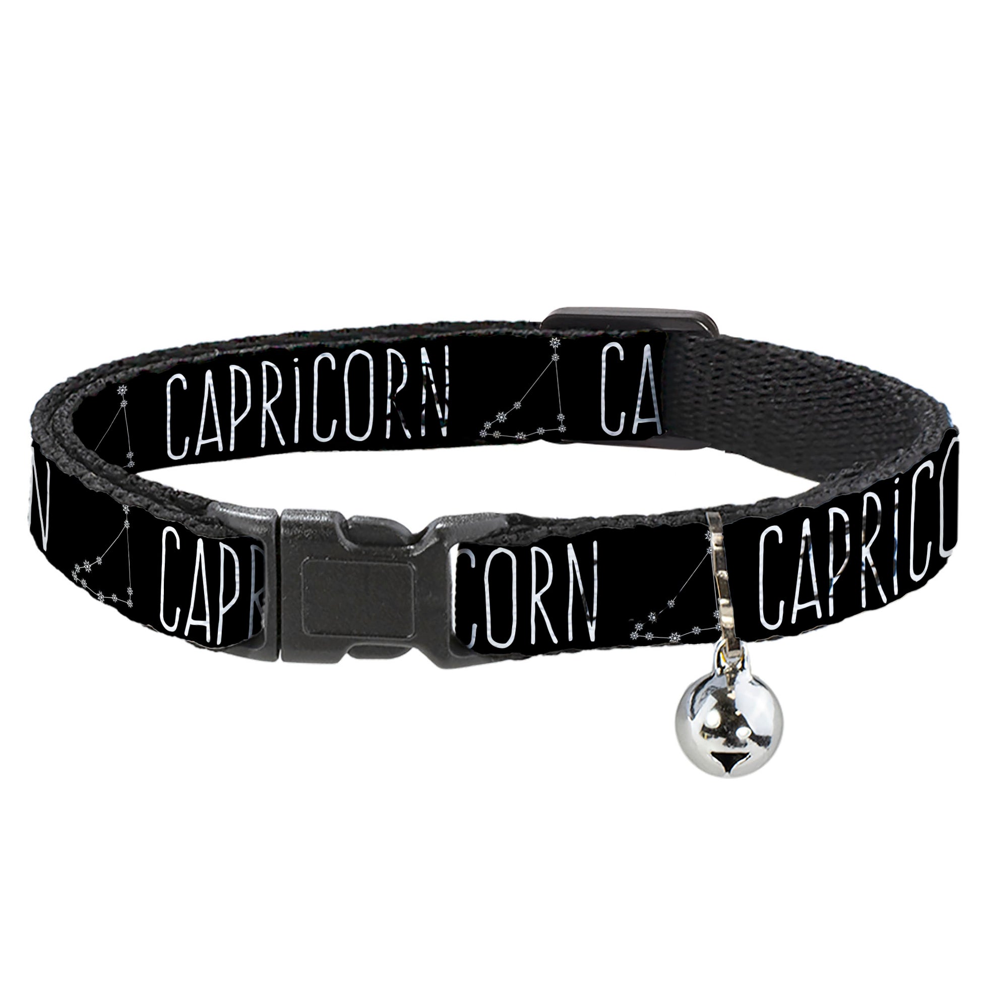 Cat Collar Breakaway - Zodiac CAPRICORN Constellation Black White Breakaway Cat Collars Buckle-Down