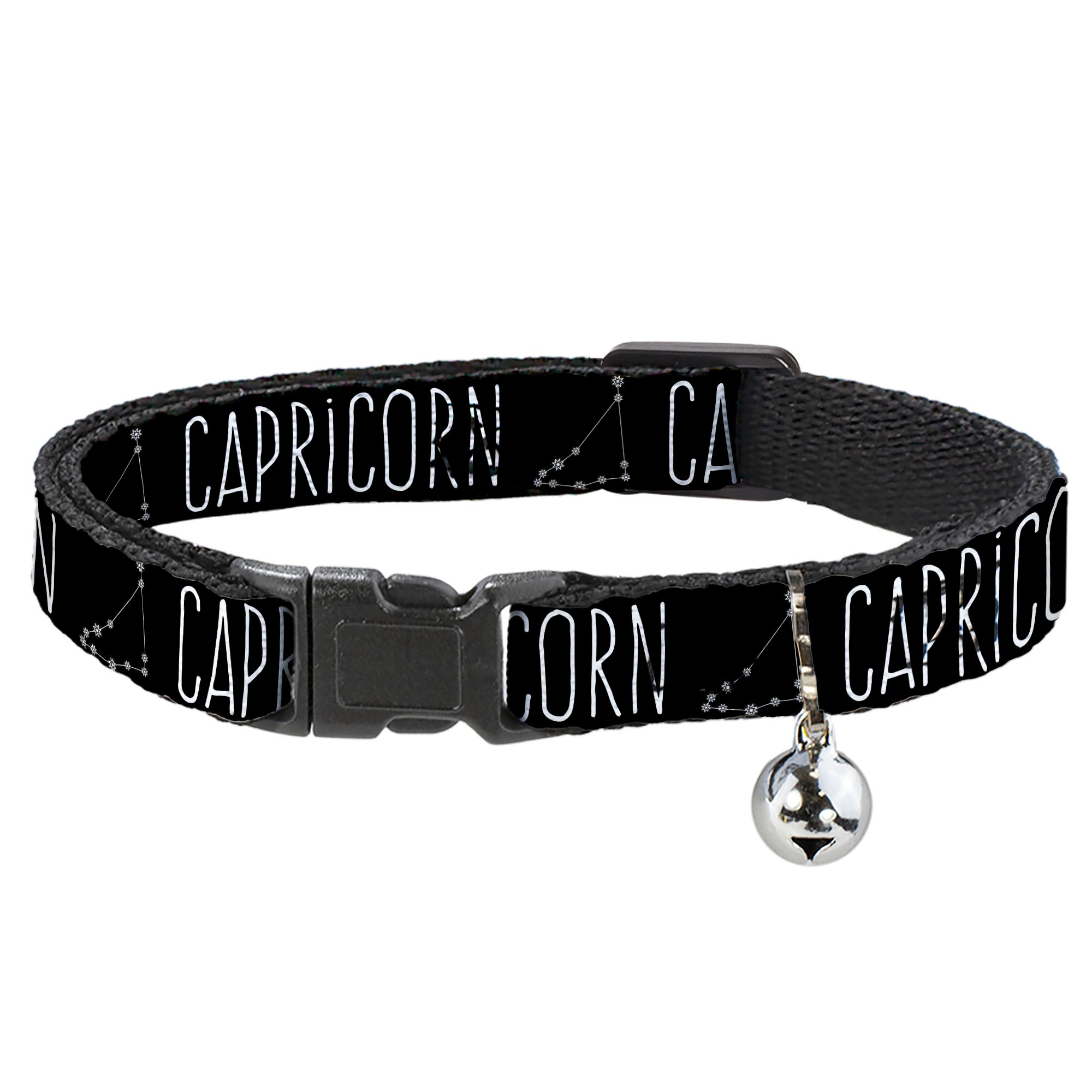 Cat Collar Breakaway - Zodiac CAPRICORN Constellation Black White Breakaway Cat Collars Buckle-Down