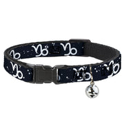 Cat Collar Breakaway with Bell - Zodiac Capricorn Symbol Constellations Black White Breakaway Cat Collars Buckle-Down