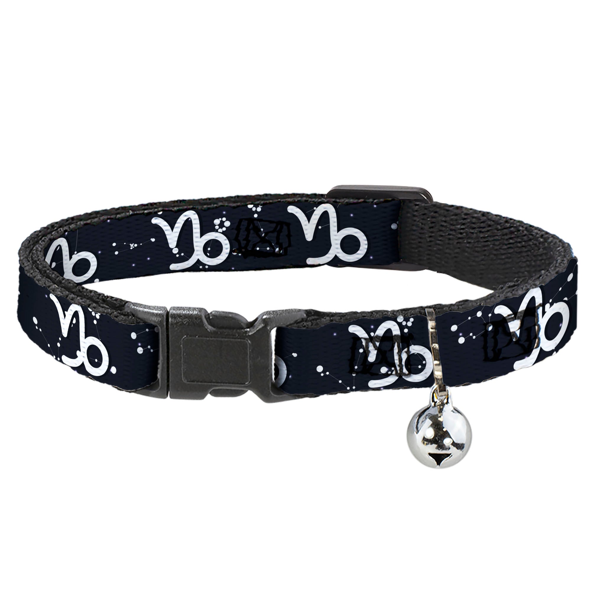 Cat Collar Breakaway with Bell - Zodiac Capricorn Symbol Constellations Black White Breakaway Cat Collars Buckle-Down