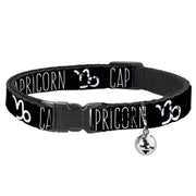 Cat Collar Breakaway - Zodiac CAPRICORN Symbol Black White Breakaway Cat Collars Buckle-Down