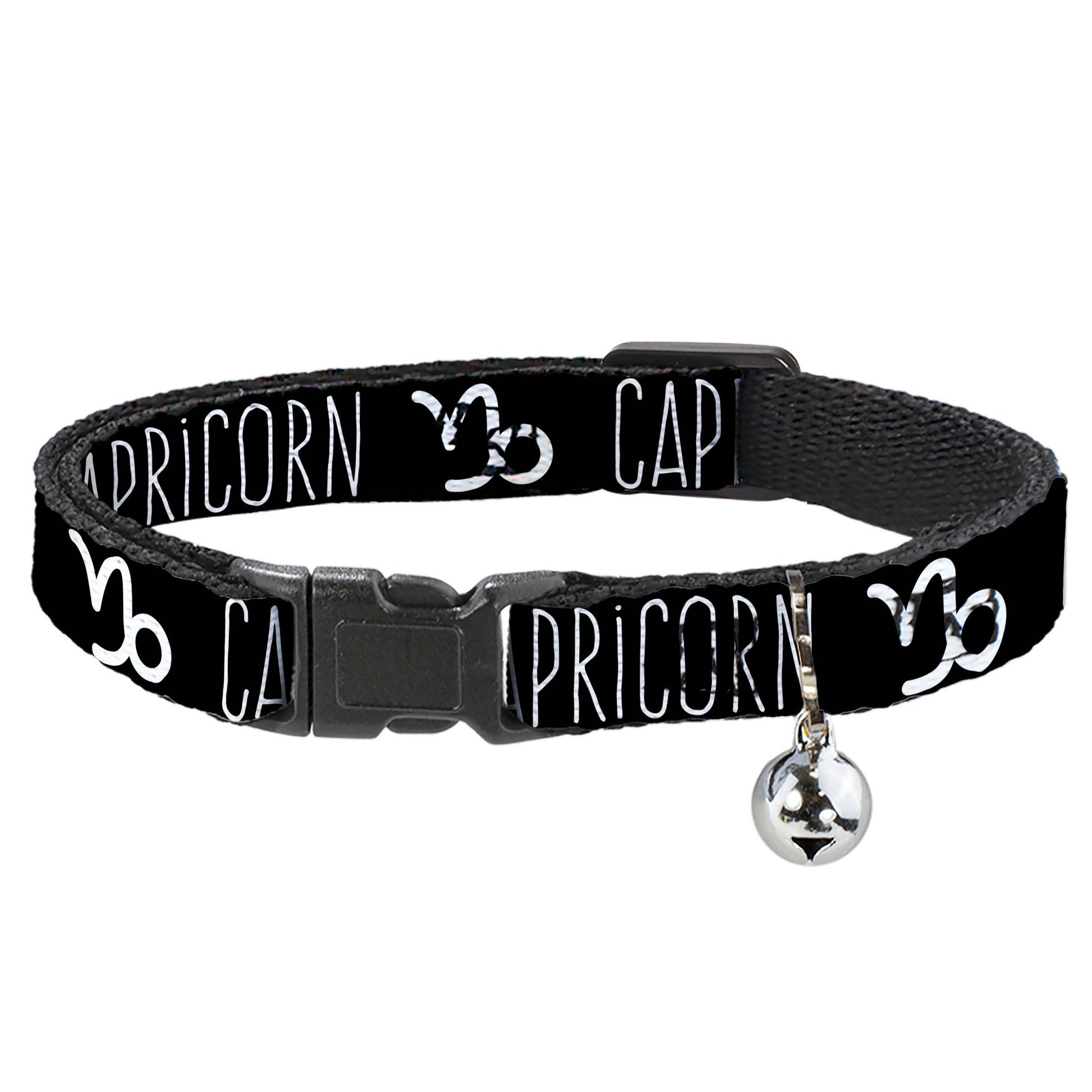 Cat Collar Breakaway - Zodiac CAPRICORN Symbol Black White Breakaway Cat Collars Buckle-Down