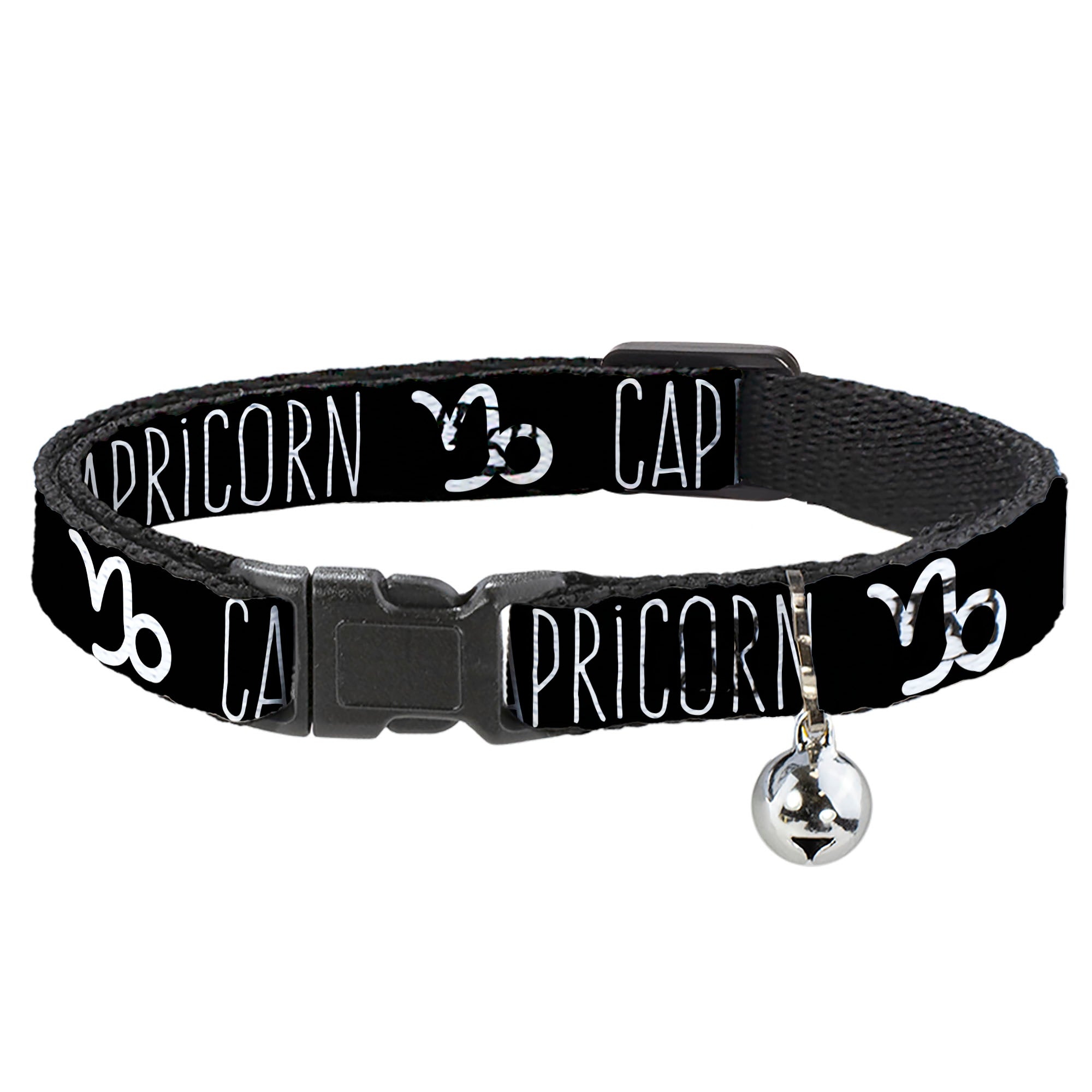 Cat Collar Breakaway - Zodiac CAPRICORN Symbol Black White Breakaway Cat Collars Buckle-Down