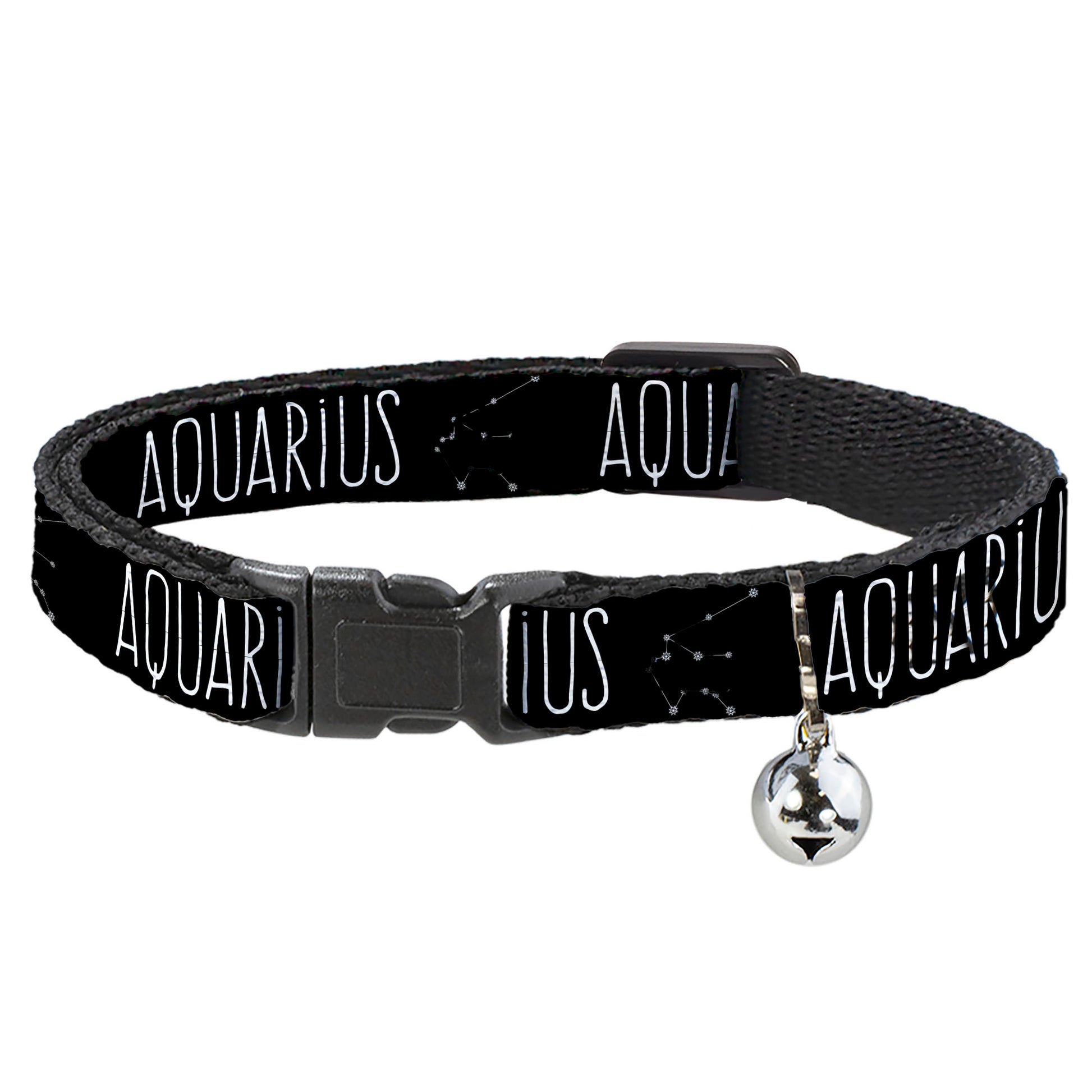 Cat Collar Breakaway - Zodiac AQUARIUS Constellation Black White Breakaway Cat Collars Buckle-Down