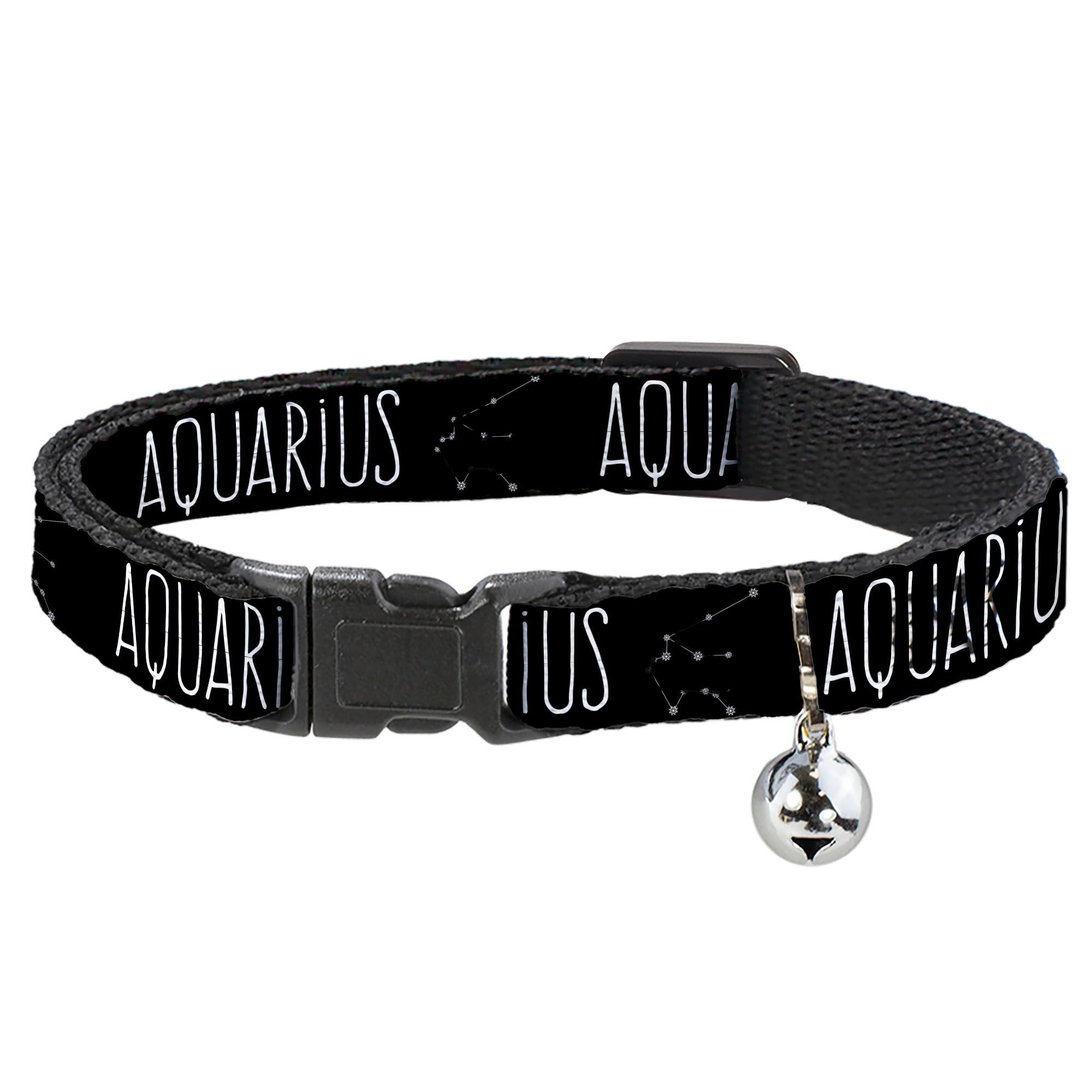 Cat Collar Breakaway - Zodiac AQUARIUS Constellation Black White Breakaway Cat Collars Buckle-Down