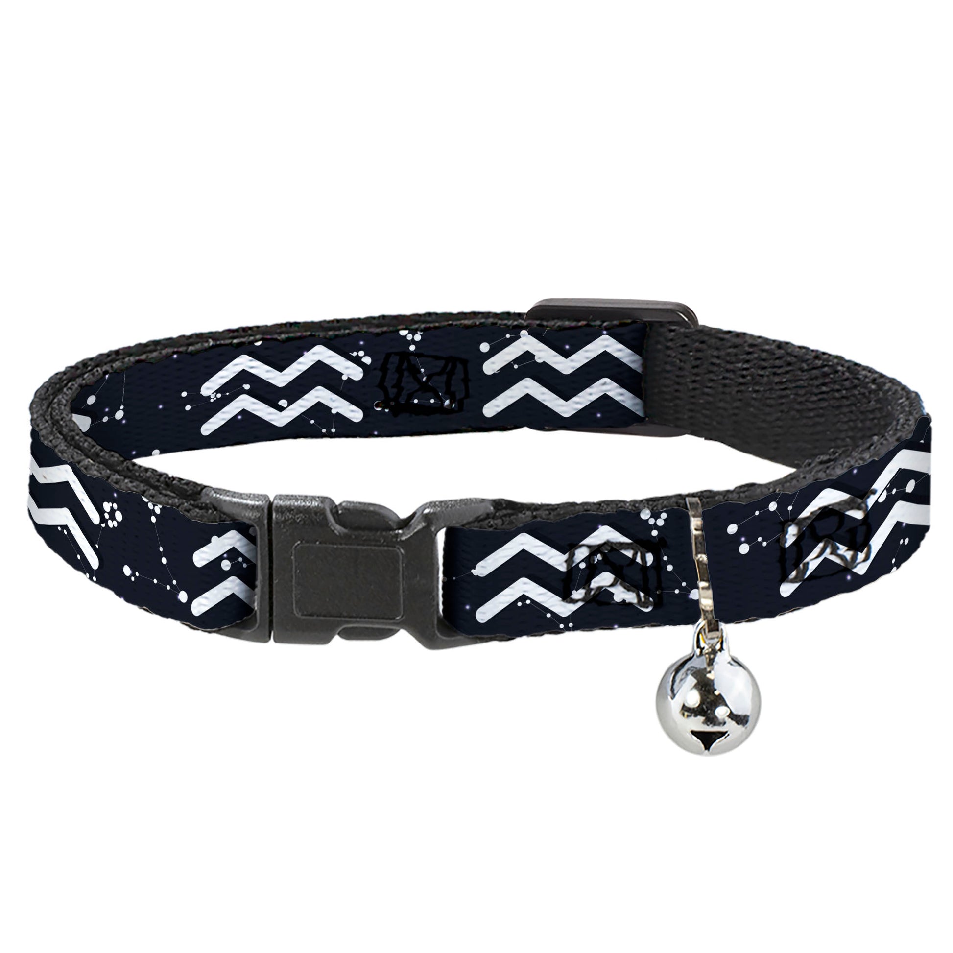 Cat Collar Breakaway - Zodiac Aquarius Symbol Constellations Black White Breakaway Cat Collars Buckle-Down