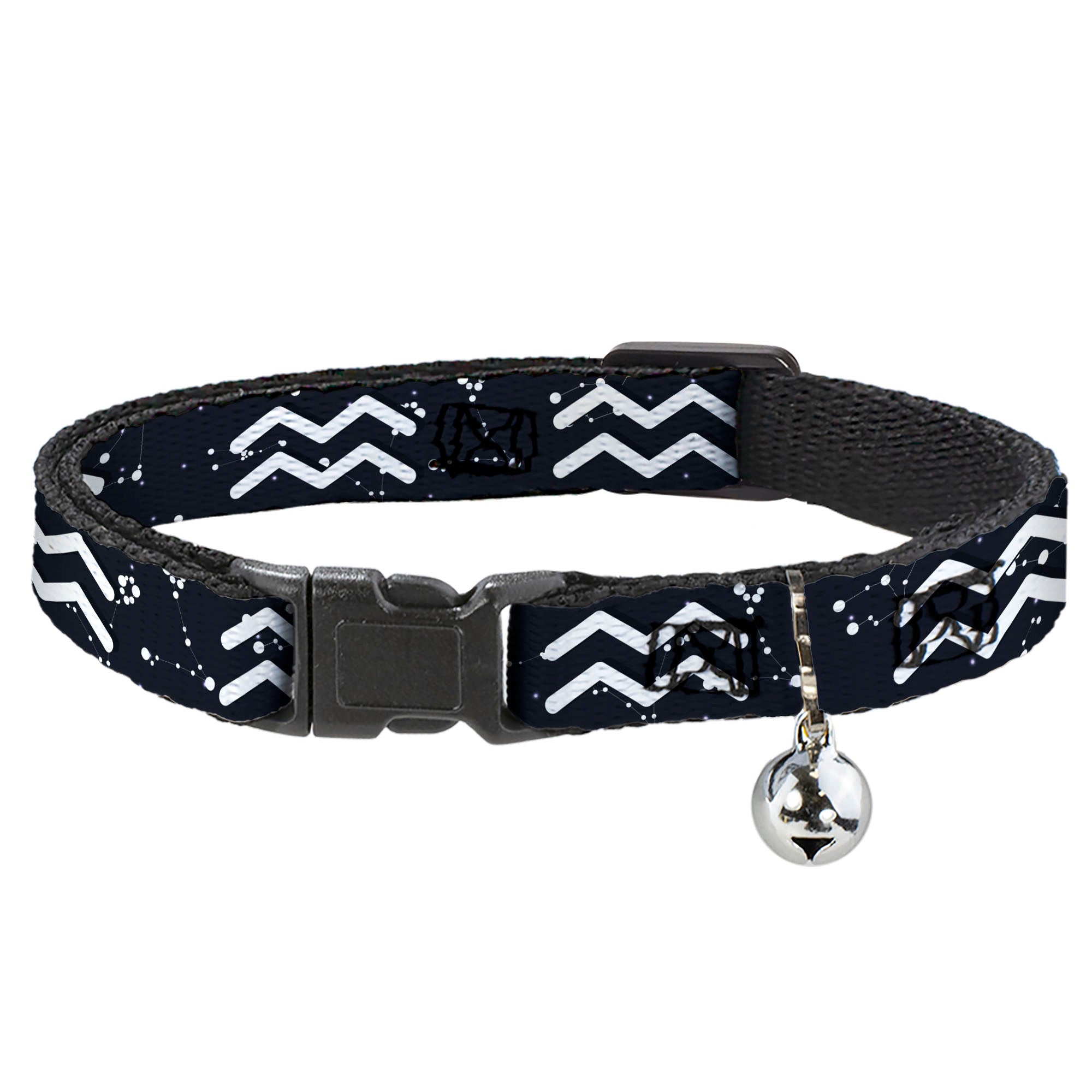 Cat Collar Breakaway - Zodiac Aquarius Symbol Constellations Black White Breakaway Cat Collars Buckle-Down