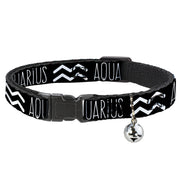 Cat Collar Breakaway - Zodiac AQUARIUS Symbol Black White Breakaway Cat Collars Buckle-Down