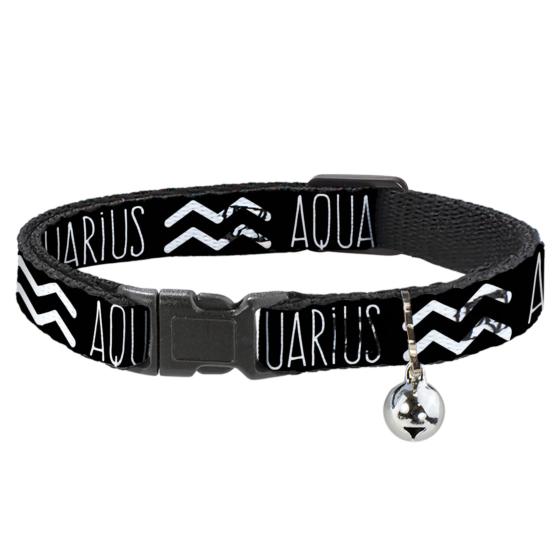 Cat Collar Breakaway - Zodiac AQUARIUS Symbol Black White Breakaway Cat Collars Buckle-Down