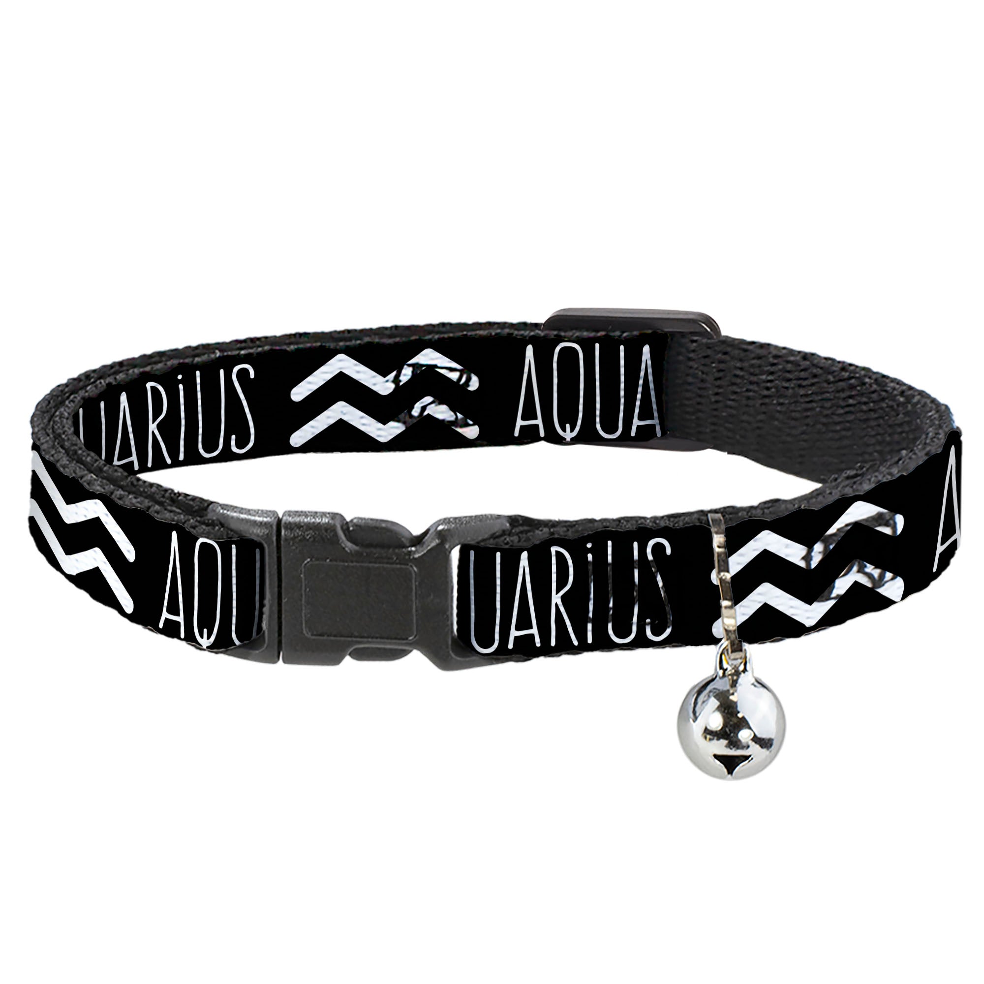 Cat Collar Breakaway - Zodiac AQUARIUS Symbol Black White Breakaway Cat Collars Buckle-Down
