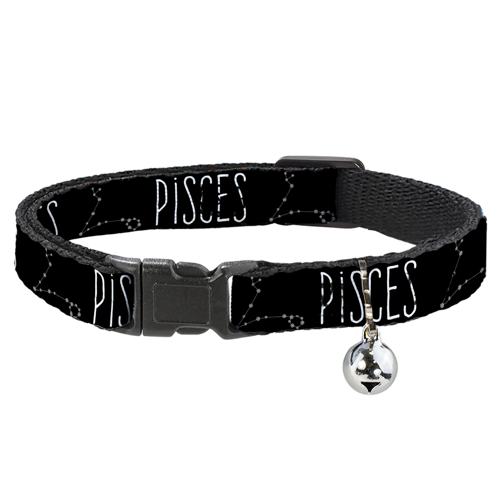 Cat Collar Breakaway - Zodiac PISCES Constellation Black White Breakaway Cat Collars Buckle-Down
