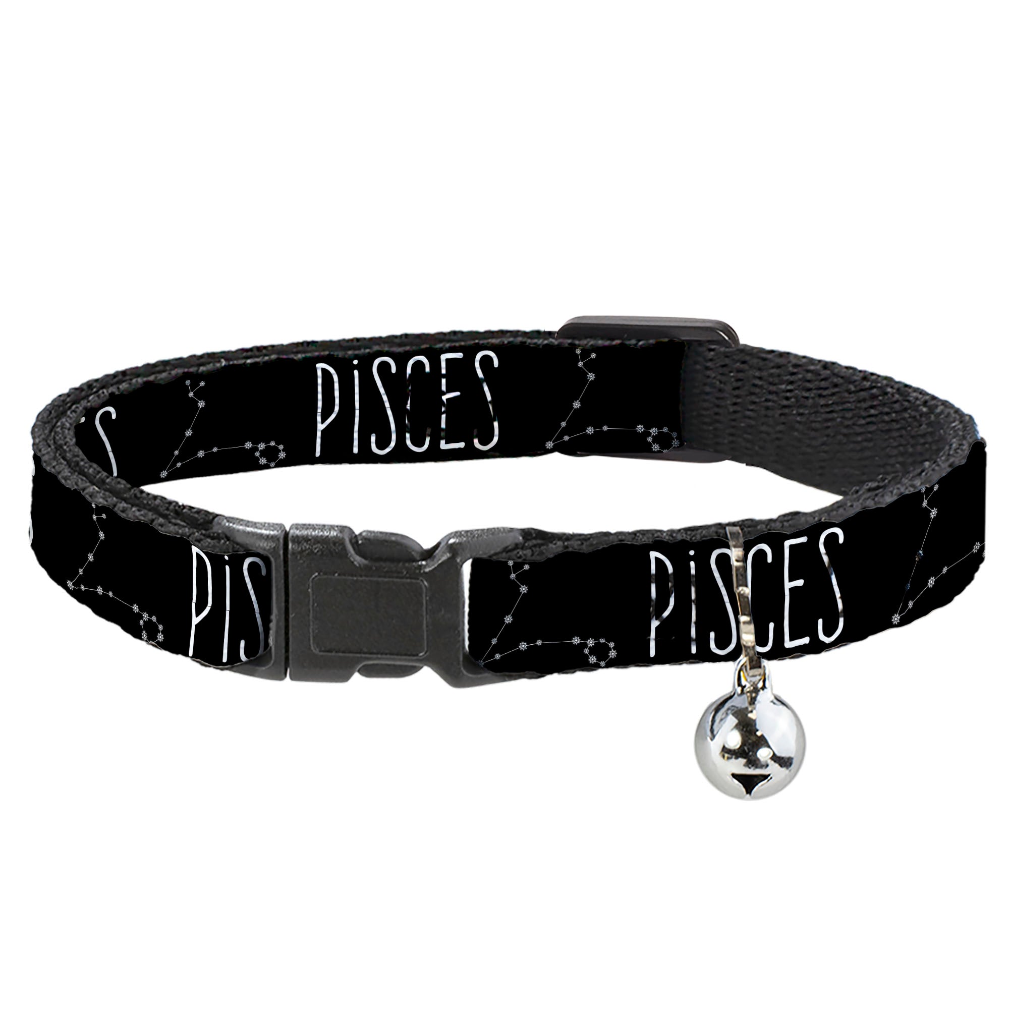 Cat Collar Breakaway - Zodiac PISCES Constellation Black White Breakaway Cat Collars Buckle-Down