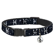 Cat Collar Breakaway - Zodiac Pisces Symbol Constellations Black White Breakaway Cat Collars Buckle-Down