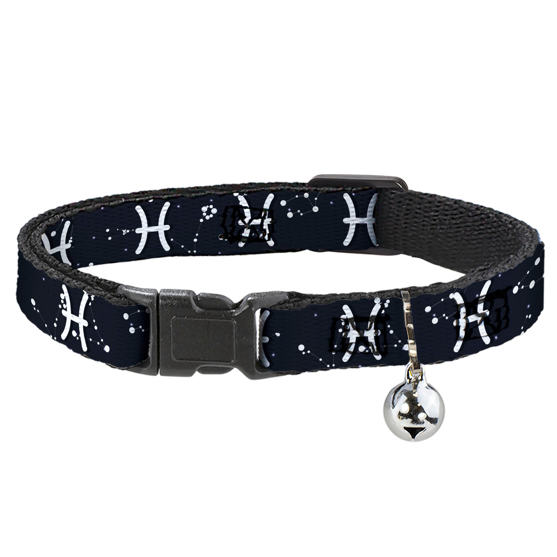 Cat Collar Breakaway - Zodiac Pisces Symbol Constellations Black White Breakaway Cat Collars Buckle-Down