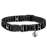 Cat Collar Breakaway - Zodiac PISCES Symbol Black White Breakaway Cat Collars Buckle-Down