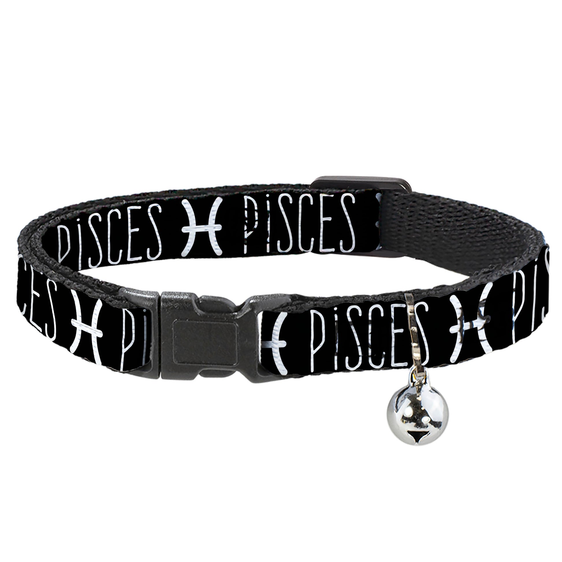 Cat Collar Breakaway - Zodiac PISCES Symbol Black White Breakaway Cat Collars Buckle-Down
