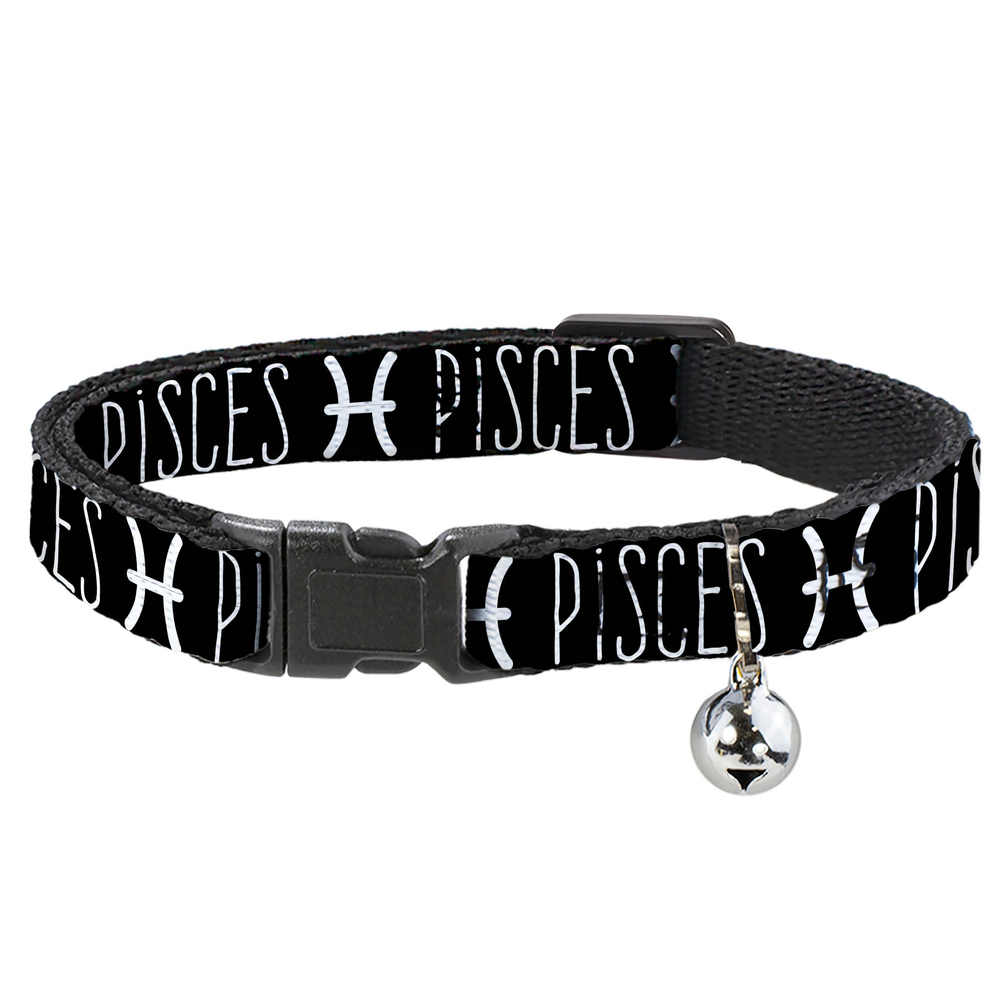 Cat Collar Breakaway - Zodiac PISCES Symbol Black White Breakaway Cat Collars Buckle-Down