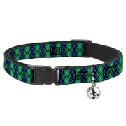 Cat Collar Breakaway - Argyle Green Navy Green White Breakaway Cat Collars Buckle-Down