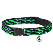 Cat Collar Breakaway - Abstract Scribble Black Blue Neon Green Breakaway Cat Collars Buckle-Down