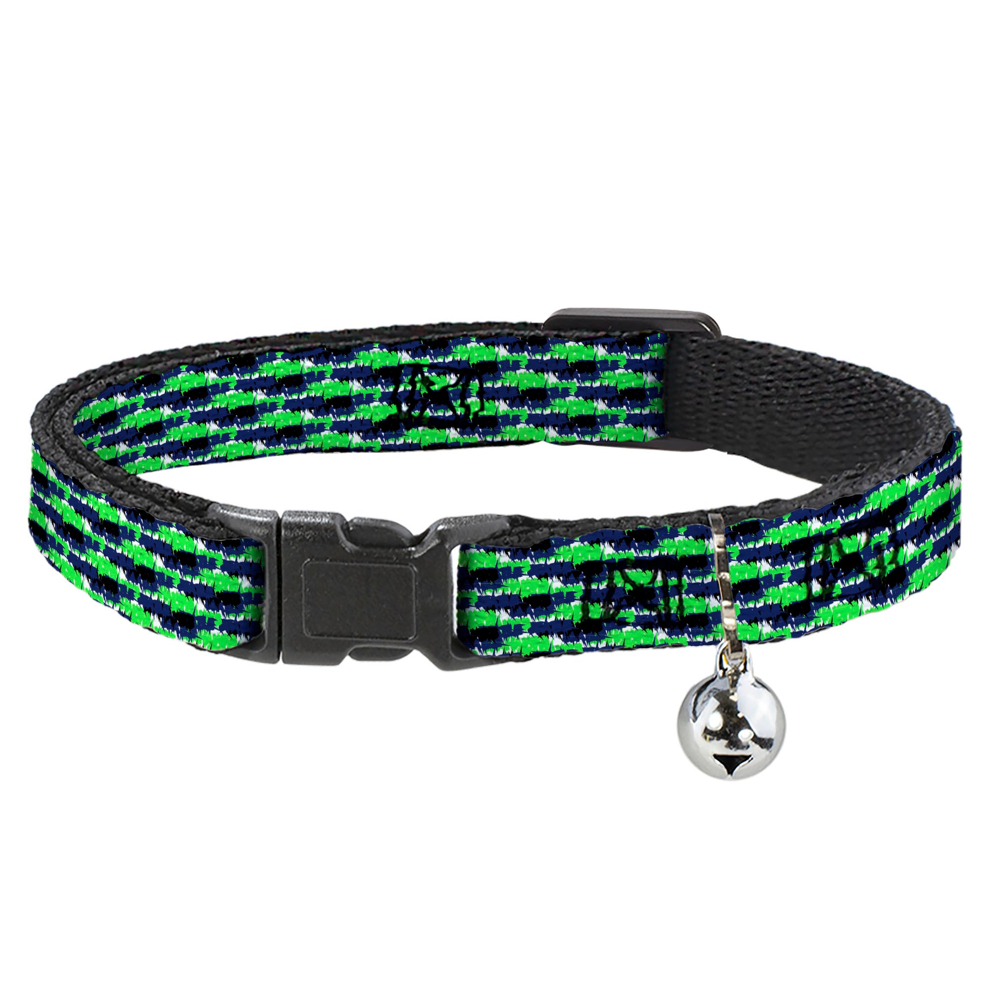 Cat Collar Breakaway - Abstract Scribble Black Blue Neon Green Breakaway Cat Collars Buckle-Down