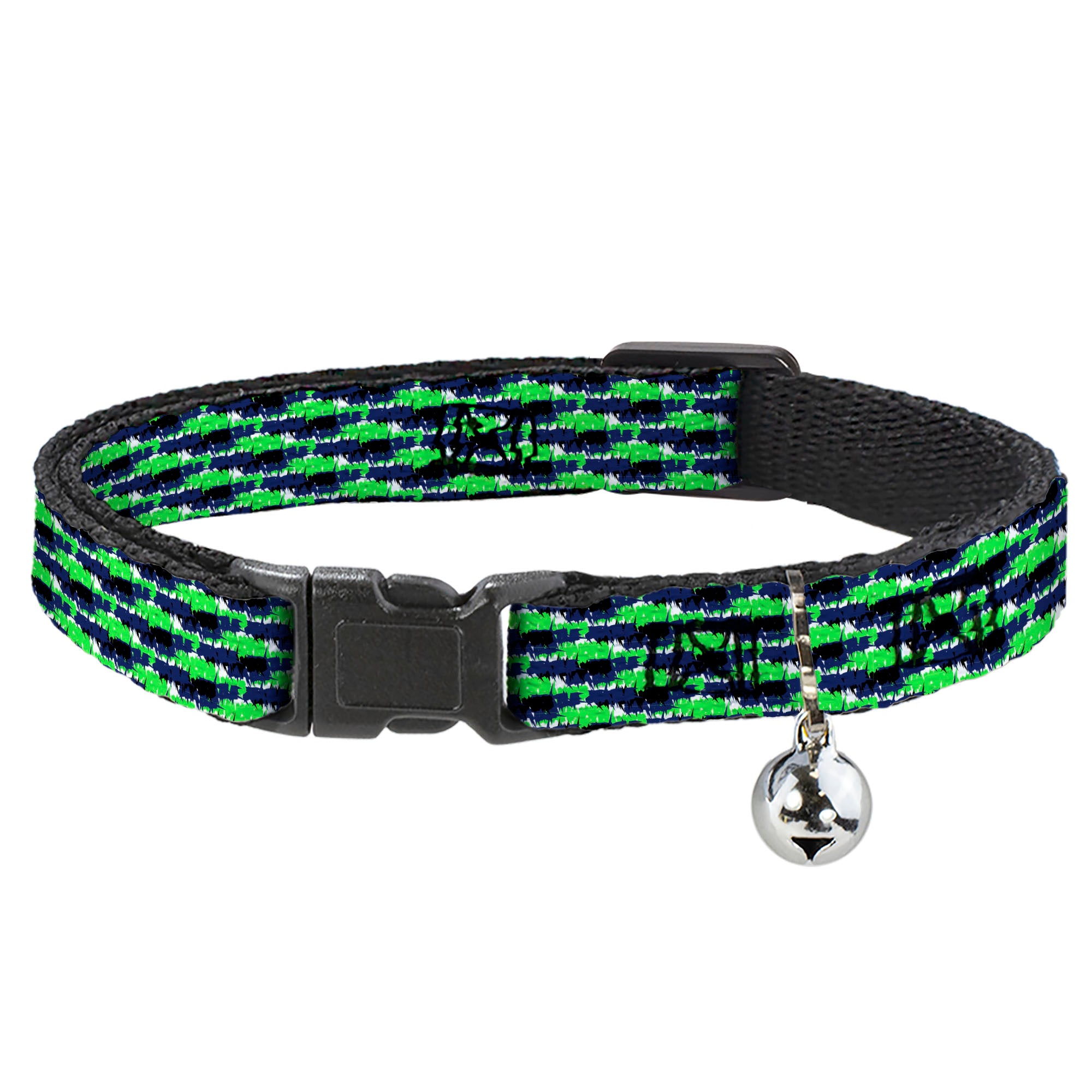 Cat Collar Breakaway - Abstract Scribble Black Blue Neon Green Breakaway Cat Collars Buckle-Down