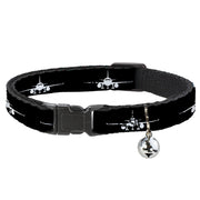 Cat Collar Breakaway with Bell - Airplane Silhouette Black White Breakaway Cat Collars Buckle-Down