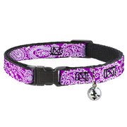 Cat Collar Breakaway - Bandana Skulls Purple White Breakaway Cat Collars Buckle-Down