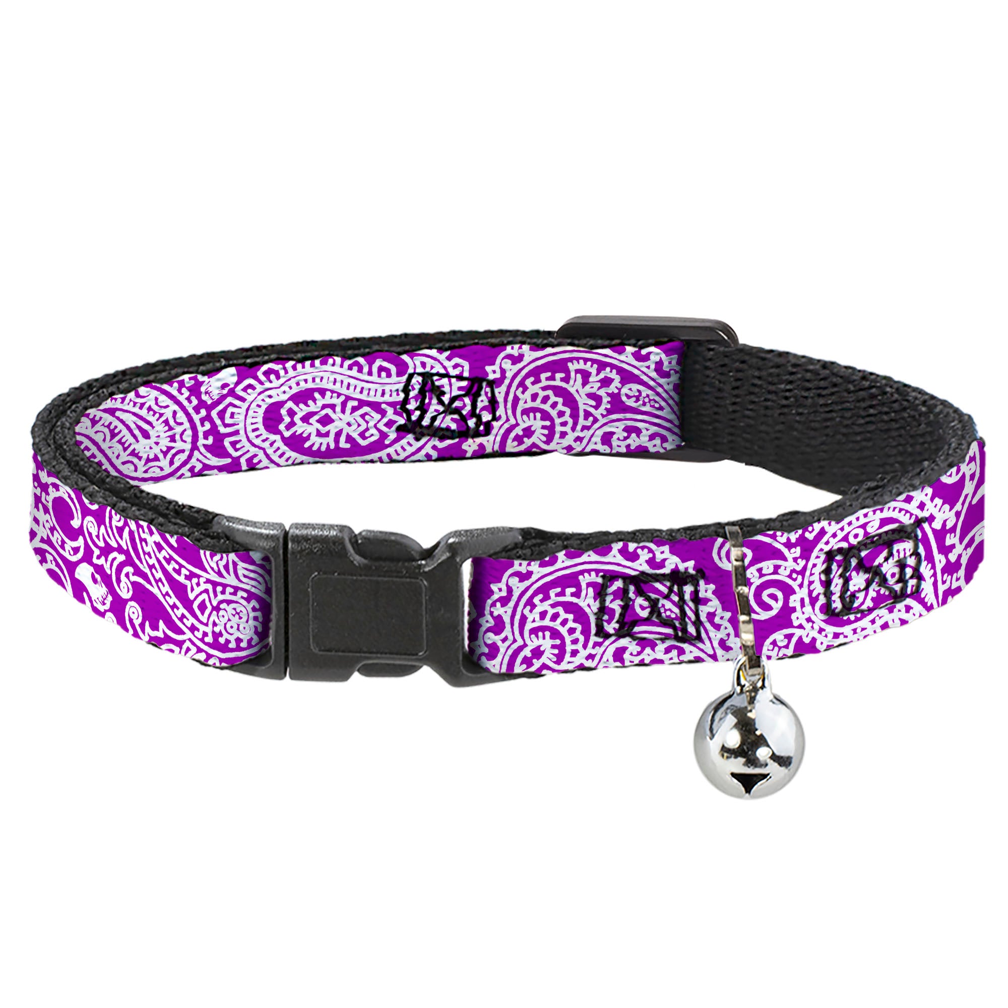Cat Collar Breakaway - Bandana Skulls Purple White Breakaway Cat Collars Buckle-Down