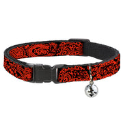 Cat Collar Breakaway - Bandana Skulls Black Orange Breakaway Cat Collars Buckle-Down