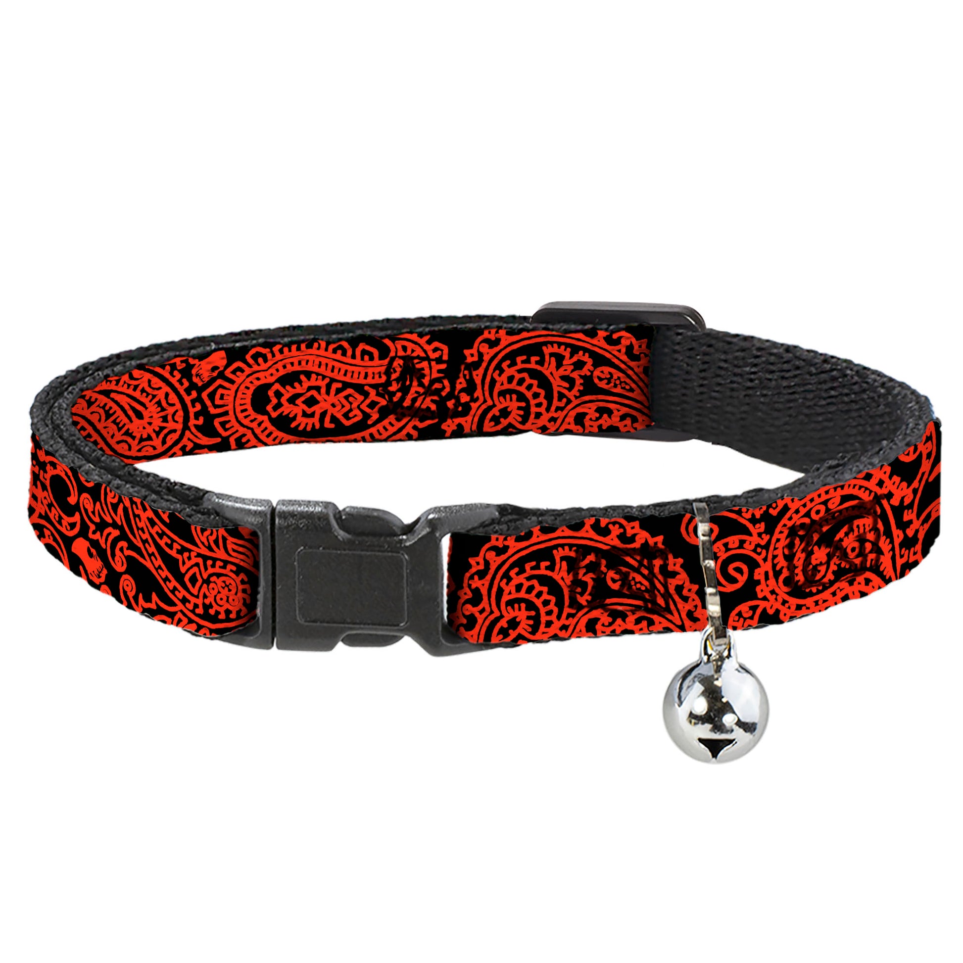 Cat Collar Breakaway - Bandana Skulls Black Orange Breakaway Cat Collars Buckle-Down