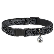 Cat Collar Breakaway - Bandana Skulls Black Silver Breakaway Cat Collars Buckle-Down
